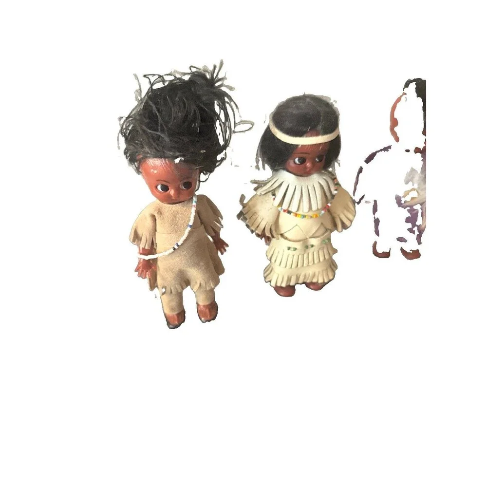 Vintage Native American Side Glancing Plastic Dolls 5